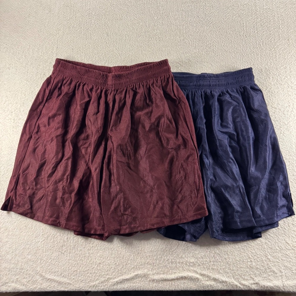 Team USA Mesh Athletic Shorts Mens Medium Burgundy Navy Blue 2 Pack Vintage